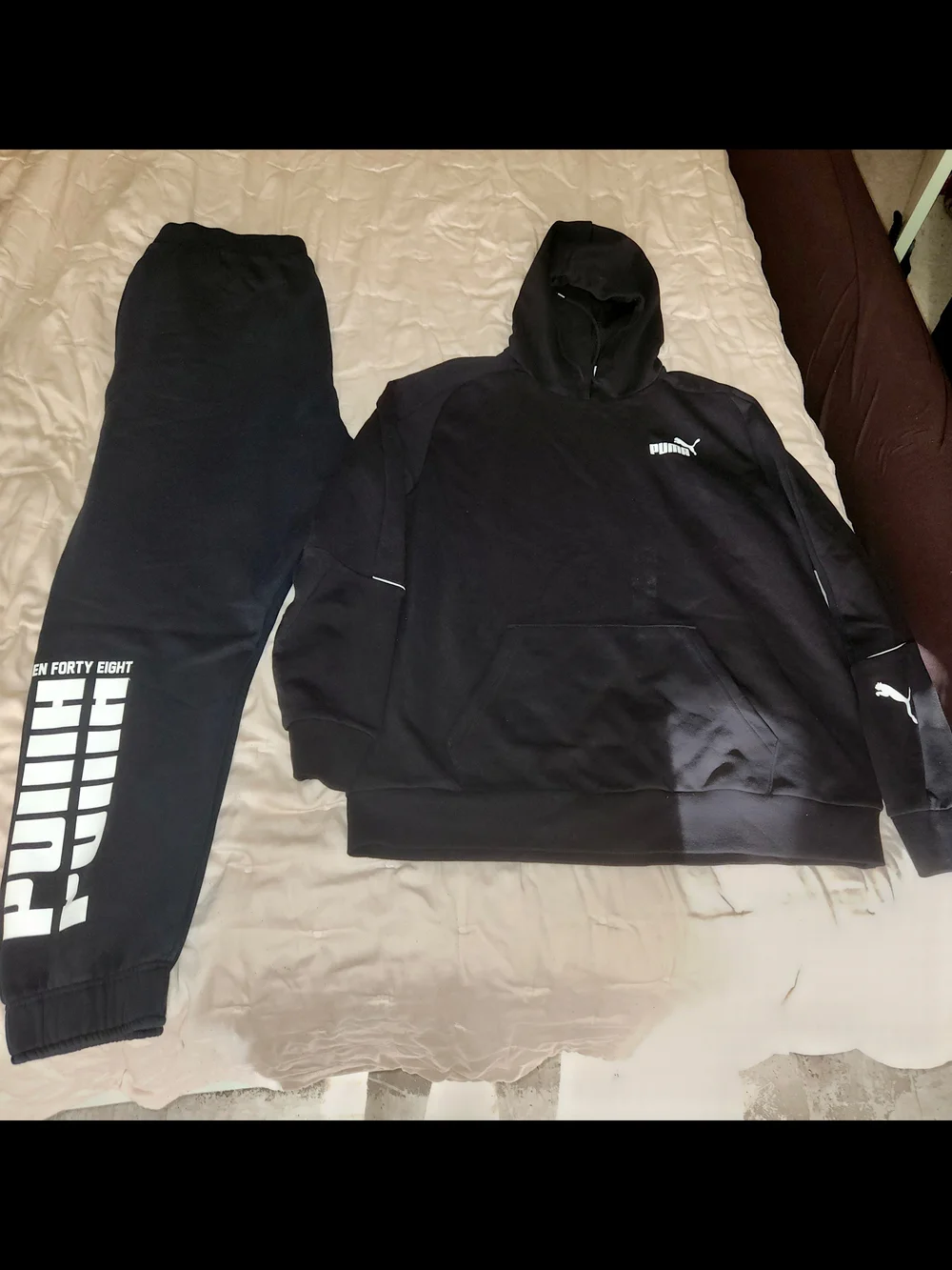 PUMA Black 2-Piece Sweatsuit Set Hoodie & Joggers - Authentic - Sz XL - NWOT